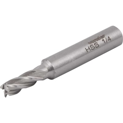 Fresa de topo, em aço rápido, 1/4", com 4 cortes, ANSI B94.11