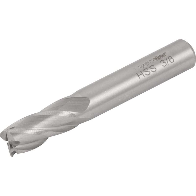 Fresa de topo, em aço rápido, 3/8", com 4 cortes, ANSI B94.11