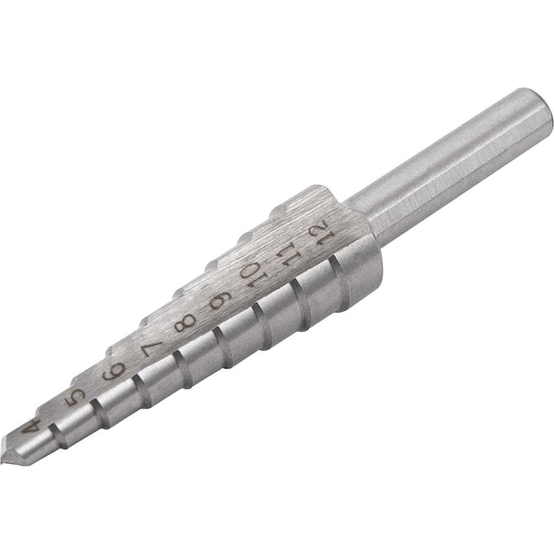 Broca de aço rápido, escalonada, 4 mm a 12 mm