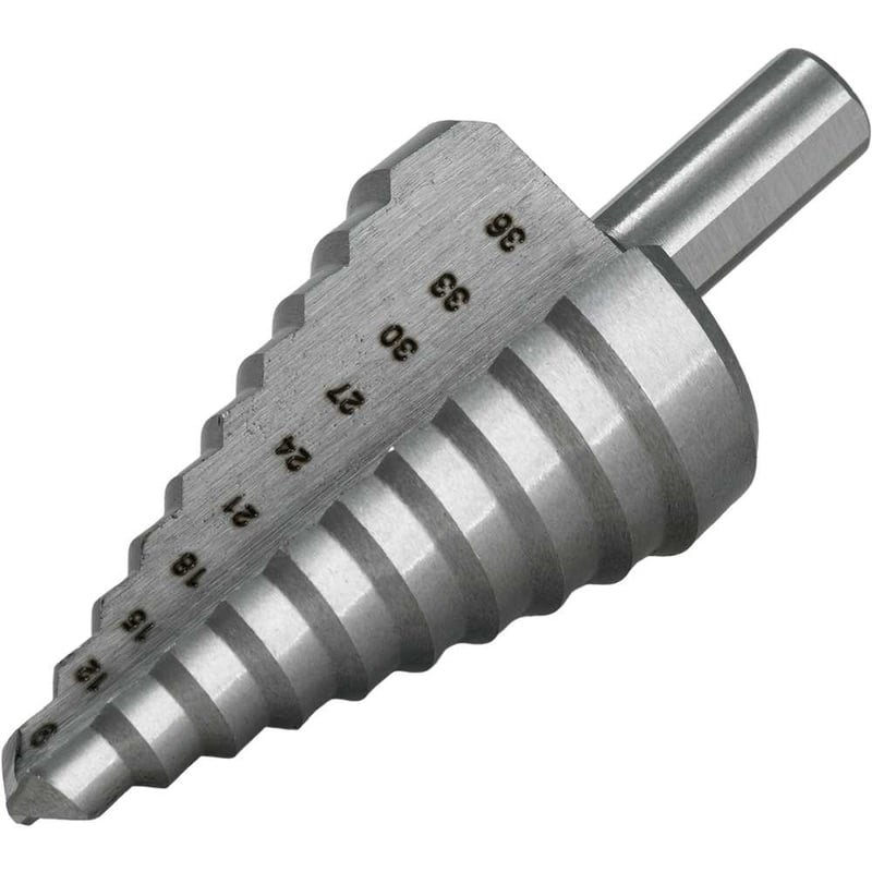 Broca de aço rápido, escalonada, 9 mm a 36 mm