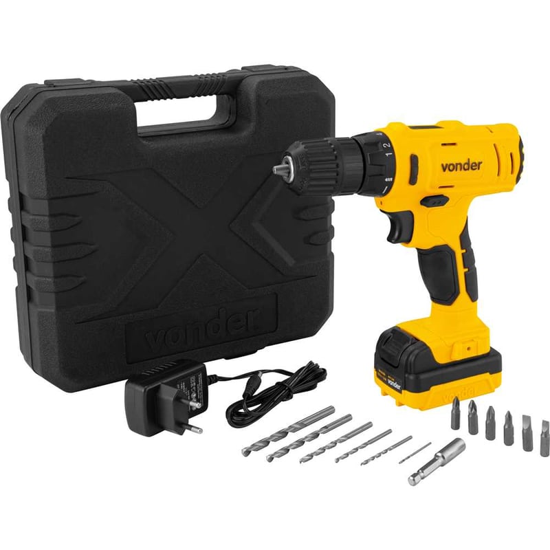 Parafusadeira/furadeira a bateria, 12 V, fonte de carregamento bivolt automática