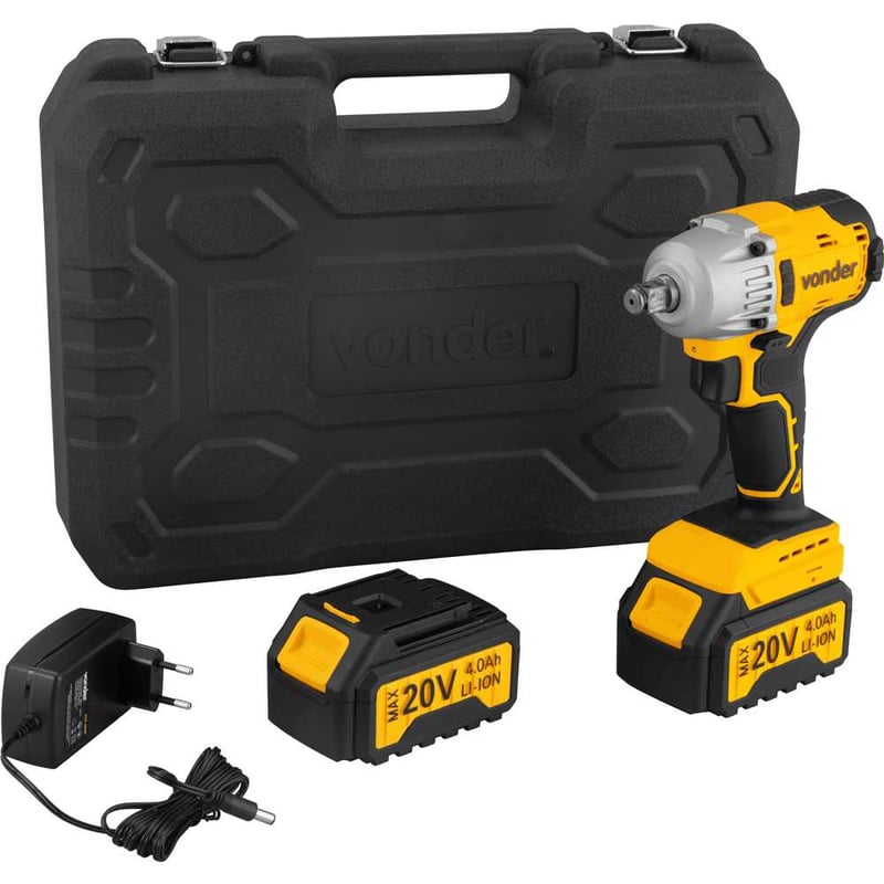 Chave de impacto, bateria 20 V, encaixe de 1/2", fonte bivolt automática