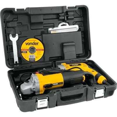 Conjunto esmerilhadeira de 4.1/2", 750 W e furadeira de 1/2", 710 W, 220 V~, com jogo de brocas e disco