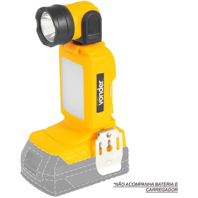 Lanterna de LED, bateria intercambiável de 18 V, sem bateria e sem carregador