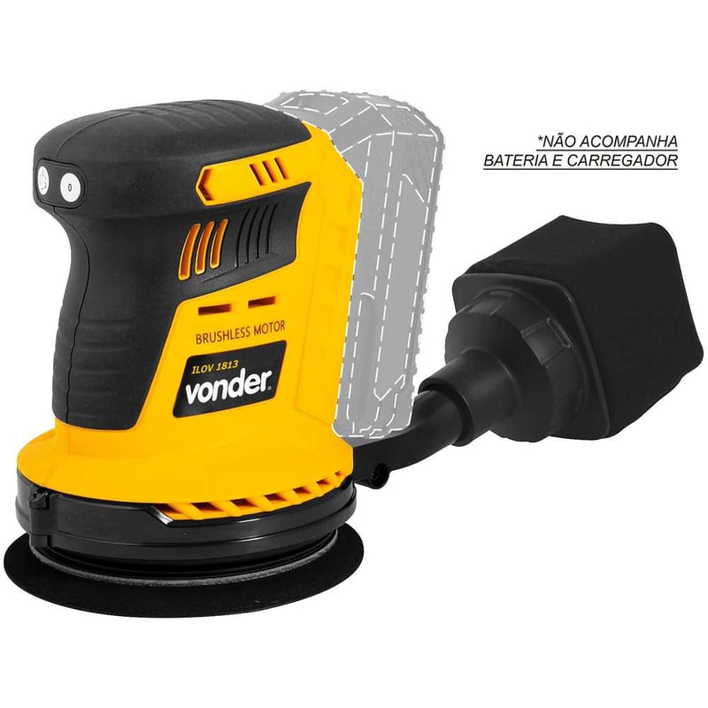Lixadeira roto-orbital, bateria intercambiável de 18 V, sem bateria e sem carregador