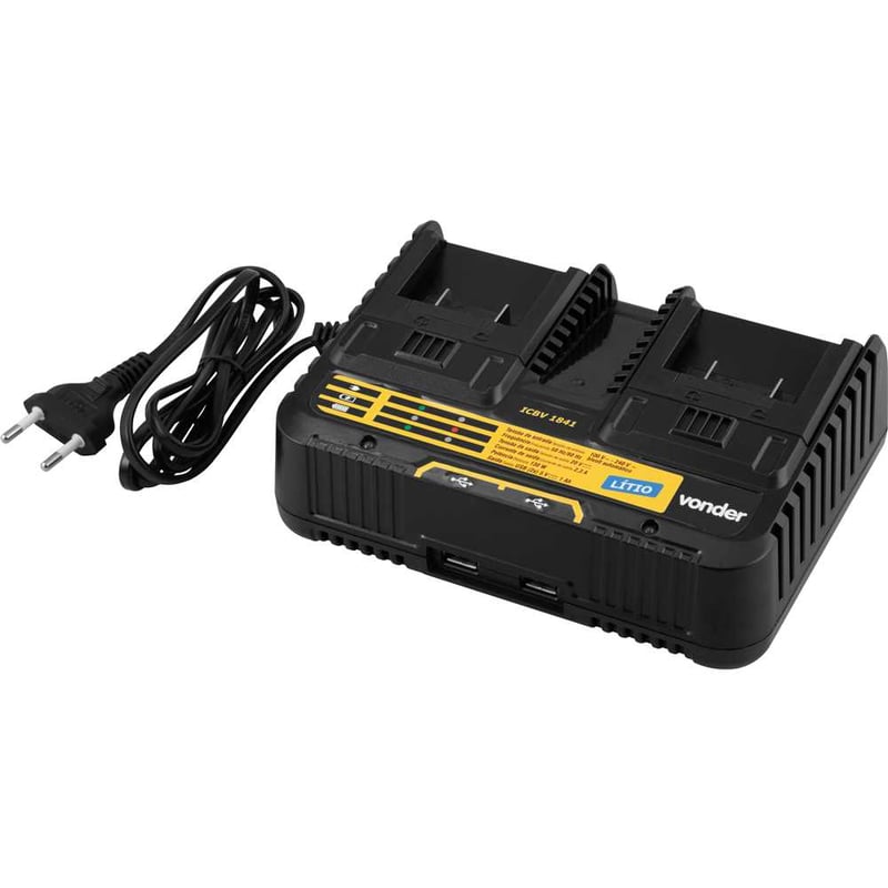 Carregador de bateria duplo, 18 V, linha intercambiável, carregamento convencional