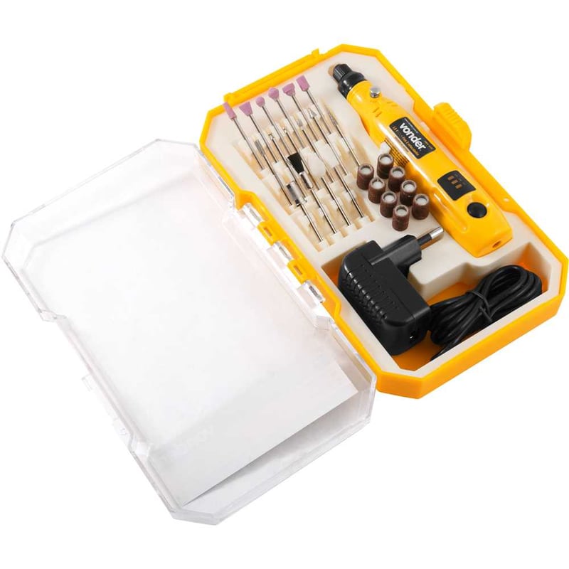 Microrretífica a bateria 3,6 V, fonte bivolt automático, com 24 acessórios, MBV 036