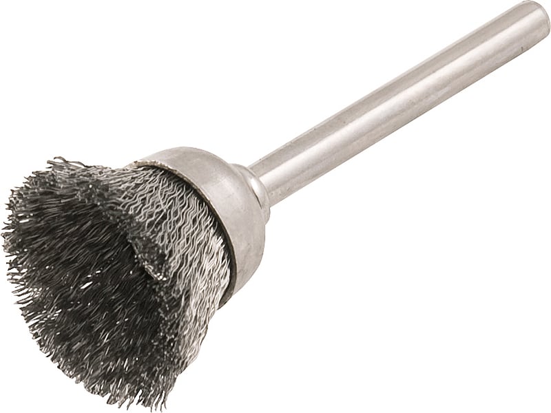 Escova tipo copo com haste para microrretífica, 12 mm, em inox