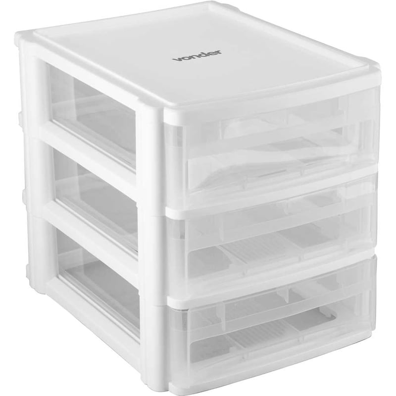 Organizador plástico com 3 gavetas