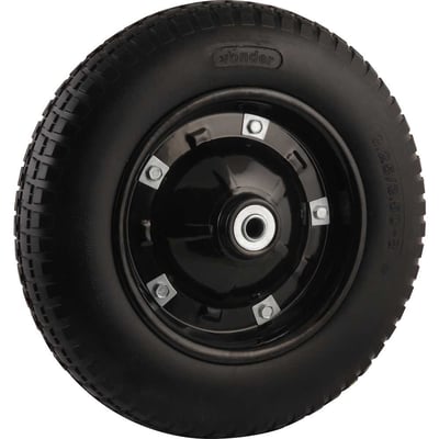 Roda completa com pneu maciço aro 8", furo de 3/4", capacidade 100 kg
