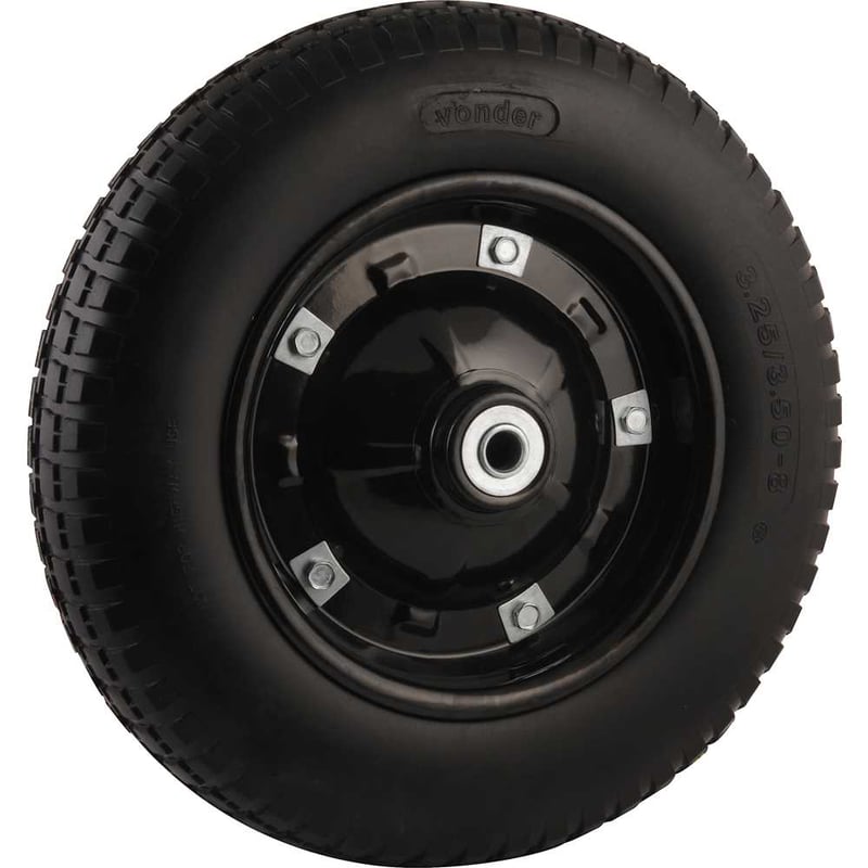 Roda completa com pneu maciço aro 8", furo de 3/4", capacidade 100 kg