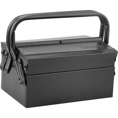 Caixa metálica sanfonada para ferramentas, com 3 gavetas, 30 cm x 19 cm x 16 cm
