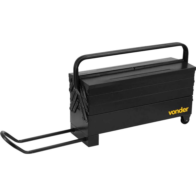 Caixa metálica sanfonada para ferramentas, com 7 gavetas, 60,0 cm x 19,0 cm x 24,0 cm, com roda