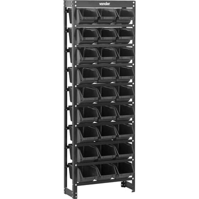 Estante metálica, com gaveteiros modelo prático preto, 27/5