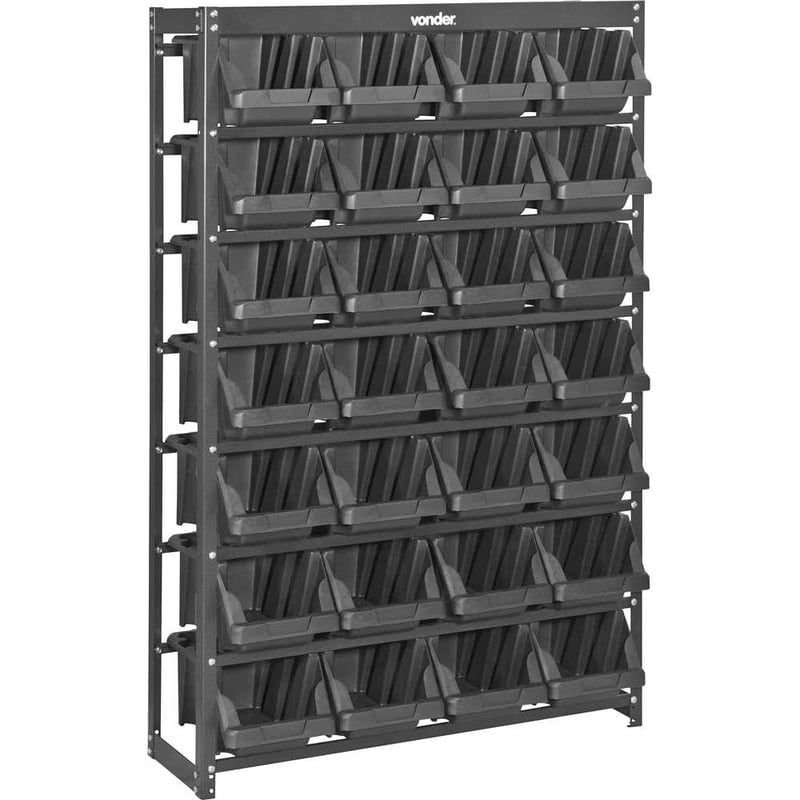 Estante metálica, com gaveteiros modelo prático preto, 28/7