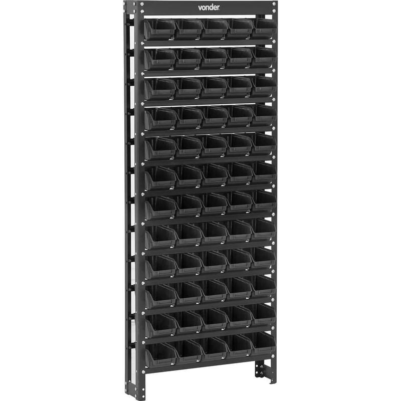 Estante metálica, com gaveteiros modelo prático preto, 60/3
