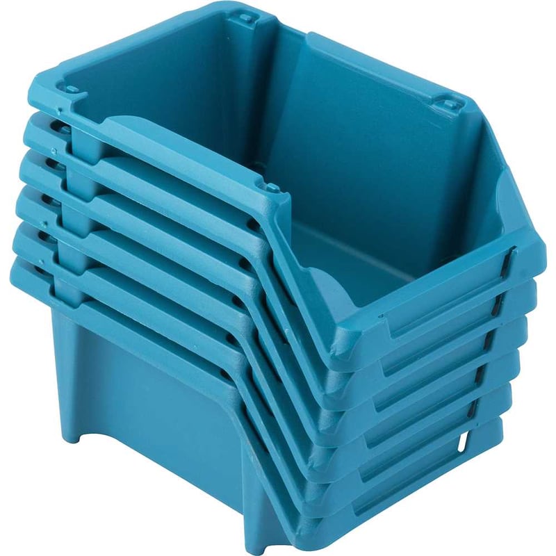 Gaveteiro plástico, nº 3, 8,0 cm x 10,4 cm x 17,6 cm, jogo com 6 peças, modelo prático, azul