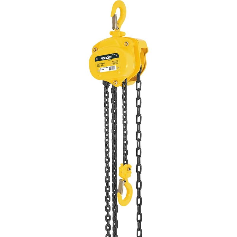 Talha manual, 0,5 tonelada (0,5 tf), elevação 3,0 m, VONDER PLUS
