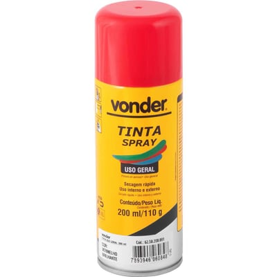 Tinta em spray vermelha, com 200 ml
