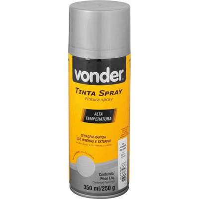 Tinta em spray alta temperatura, alumínio, 350 ml/250 g