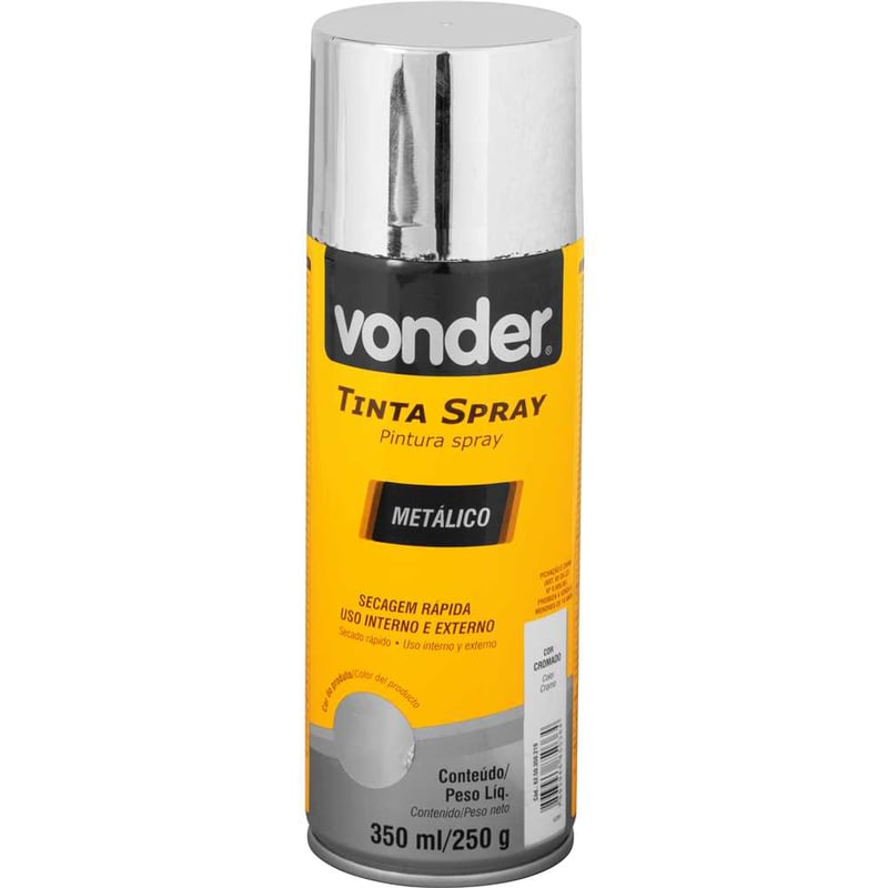 Tinta em spray metálico, cromado, 350 ml/250 g