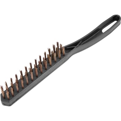 Escova manual com cerdas de aço, 3 fileiras, com cabo de plástico