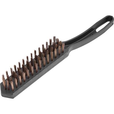 Escova manual com cerdas de aço, 4 fileiras, com cabo de plástico