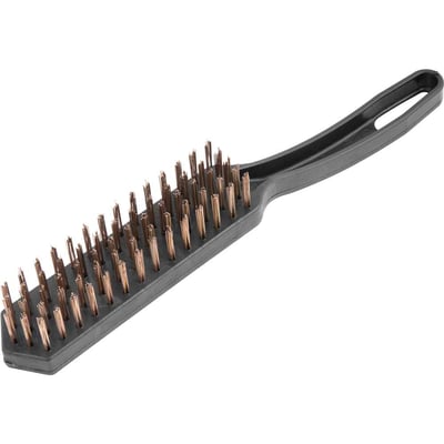 Escova manual com cerdas de aço, 5 fileiras, com cabo de plástico