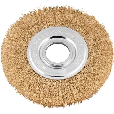 Escova circular aço latonado, 6" x 1/2" (152,4 mm x 12,7 mm), com bucha de redução