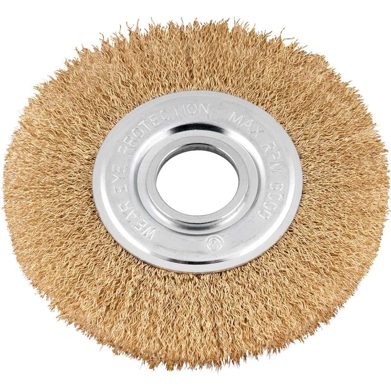 Escova circular aço latonado, 6" x 1/2" (152,4 mm x 12,7 mm), com bucha de redução