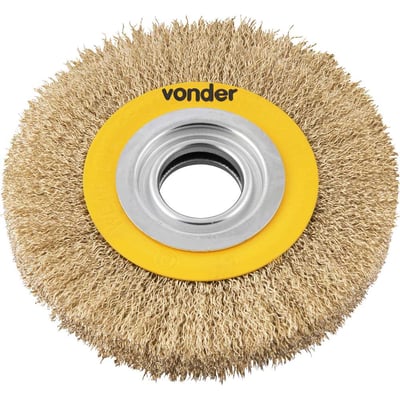 Escova circular aço latonado, 6" x 3/4" (152,4 mm x 19,1 mm), com bucha de redução