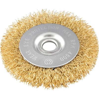 Escova circular aço latonado, 3" x 3/8" x 1/2" (76,2 mm x 9,53 mm x 12,7 mm)