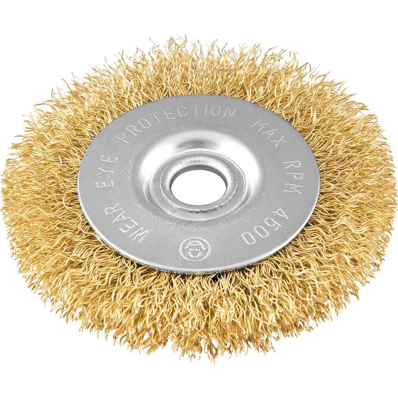 Escova circular aço latonado, 4"x 1/2" x 1/2" (101,6 mm x 12,7 mm x 12,7 mm)