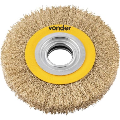 Escova circular aço latonado, 6" x 1" (152,4 mm x 25,4 mm), com bucha de redução