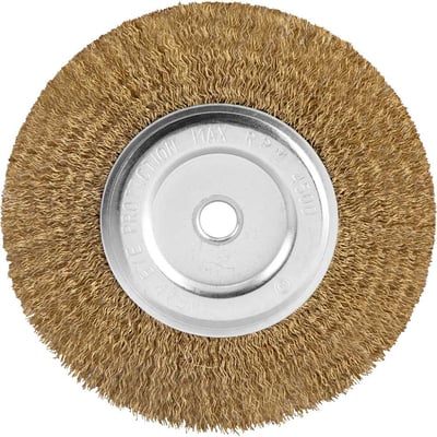 Escova circular aço latonado, 6" x 1/2" x 1/2" (152,4 mm x 12,7 mm x 12,7 mm)