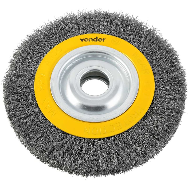 Escova circular de aço, ondulada, 8" x 1.3/16" ( 203 mm x 30 mm), com bucha de redução