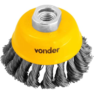 Escova de aço inox tipo copo, 3", torcida
