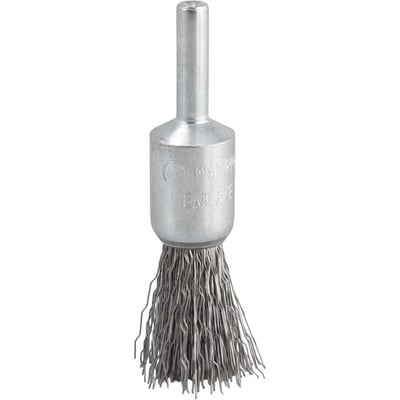Escova pincel 16 mm, aço inox, cerdas onduladas, haste 1/4"