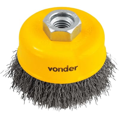 Escova de aço inox tipo copo, 3", ondulada
