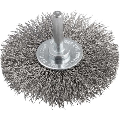 Escova circular 3", cerdas em aço inox, 20.000/min, com haste 1/4"