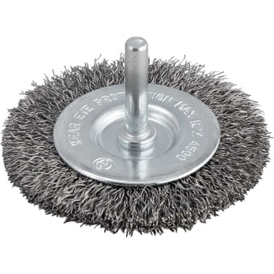 Escova circular 3", cerdas em aço inox, 4.500/min, com haste 1/4"