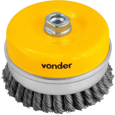 Escova tipo copo 5" torcida, em aço carbono, industrial