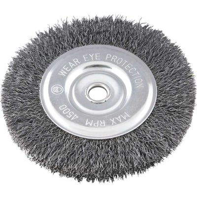 Escova circular de aço, ondulada, 6" x 1/2" x 1/2" (152,4 mm x 12,7 mm x 12,7 mm)