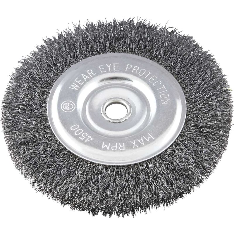 Escova circular de aço, ondulada, 6" x 1/2" x 1/2" (152,4 mm x 12,7 mm x 12,7 mm)