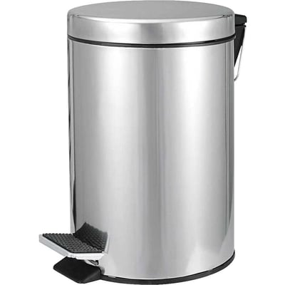 Lixeira redonda, 3 litros, inox, cinza