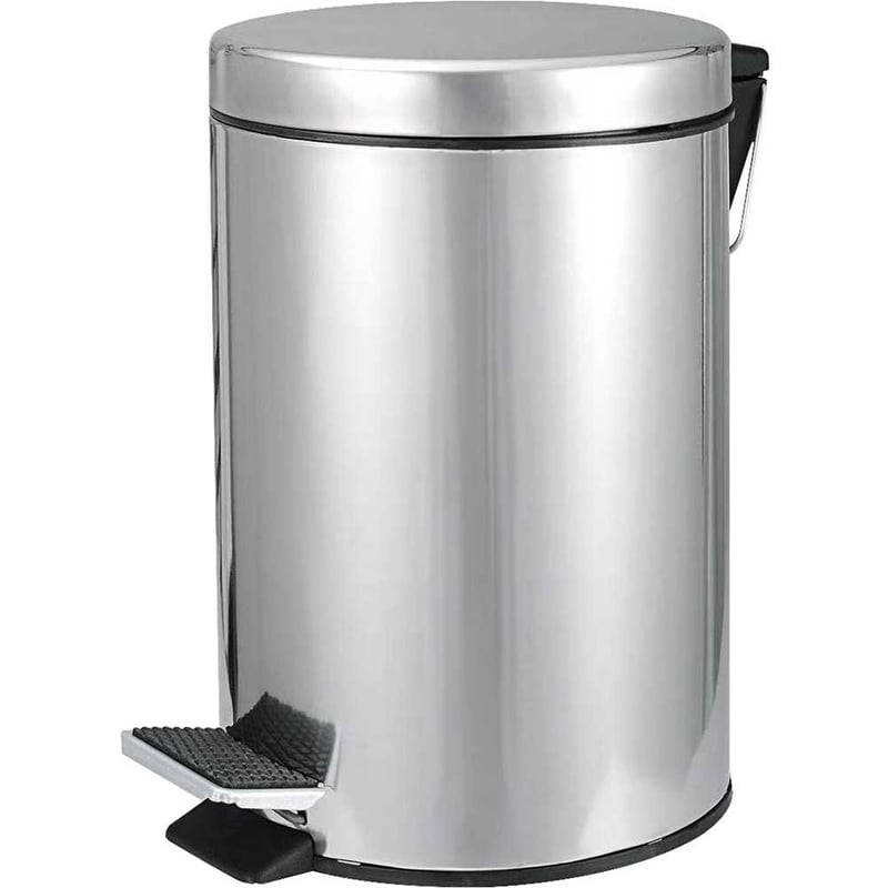 Lixeira redonda, 5 litros, inox, cinza