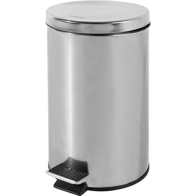Lixeira redonda, 12 litros, inox, cinza