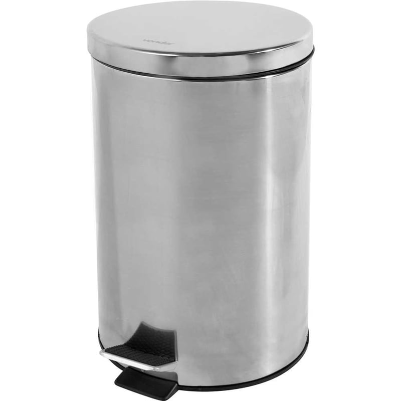Lixeira redonda, 20 litros, inox, cinza