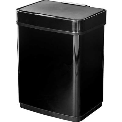 Lixeira retangular com sensor de abertura, 50 litros, inox, preta