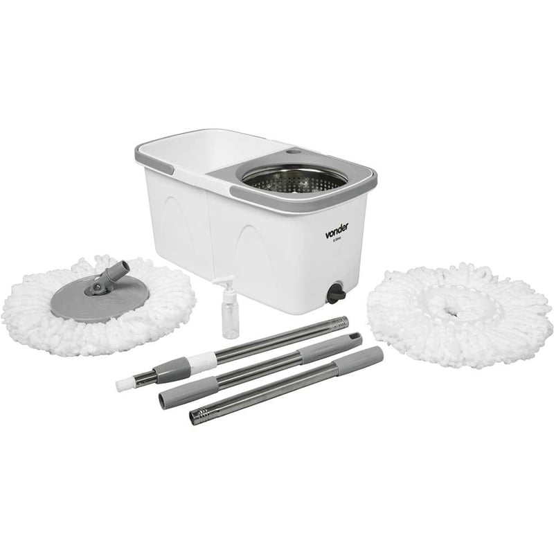 Rodo MOP giratório, 6 litros, com cesto em aço inox
